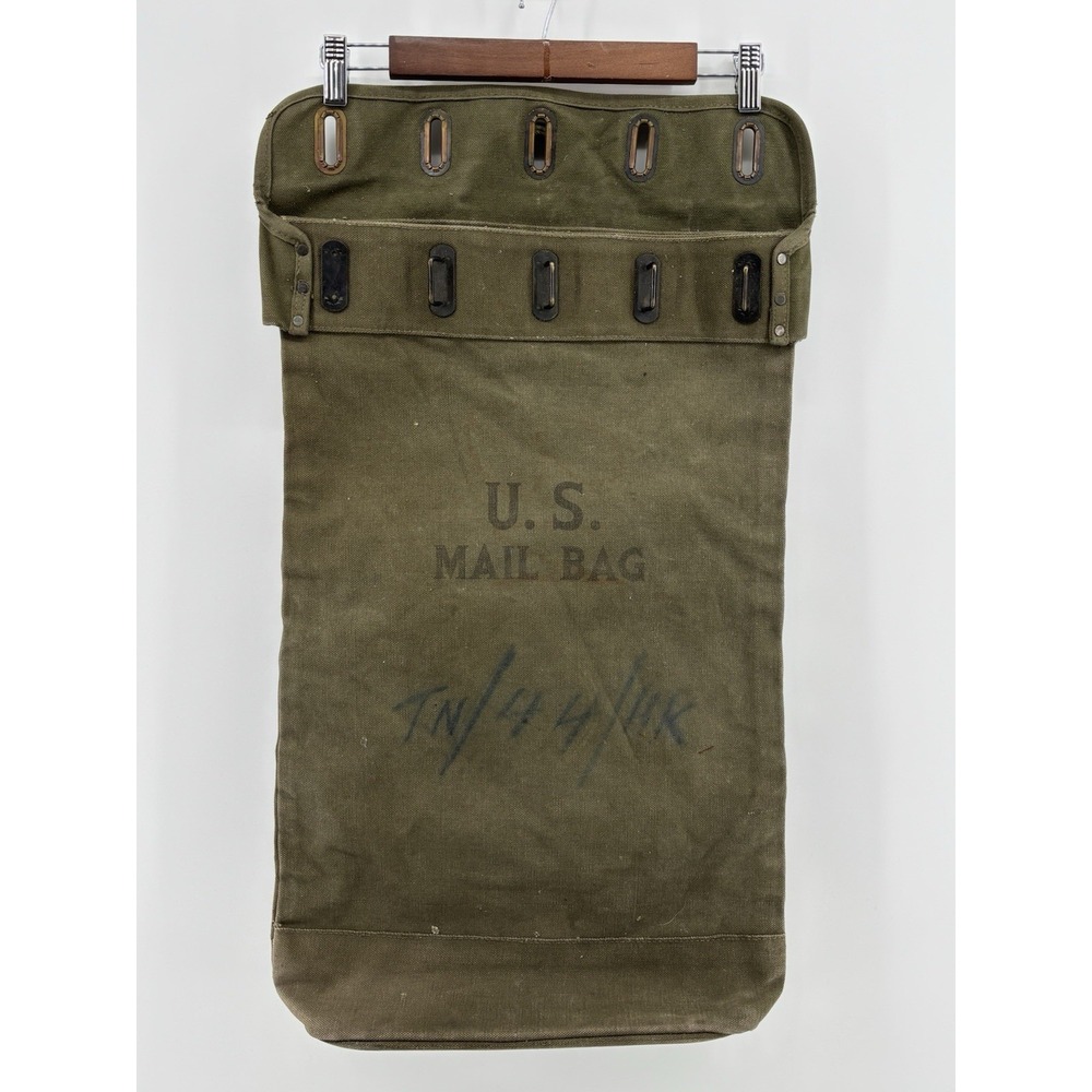 US Army WW2 Mail Bag Olive Drab Cotton Canvas Military Security Vintage Satchel